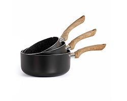 Set de 3 casseroles aspect pierre & bois