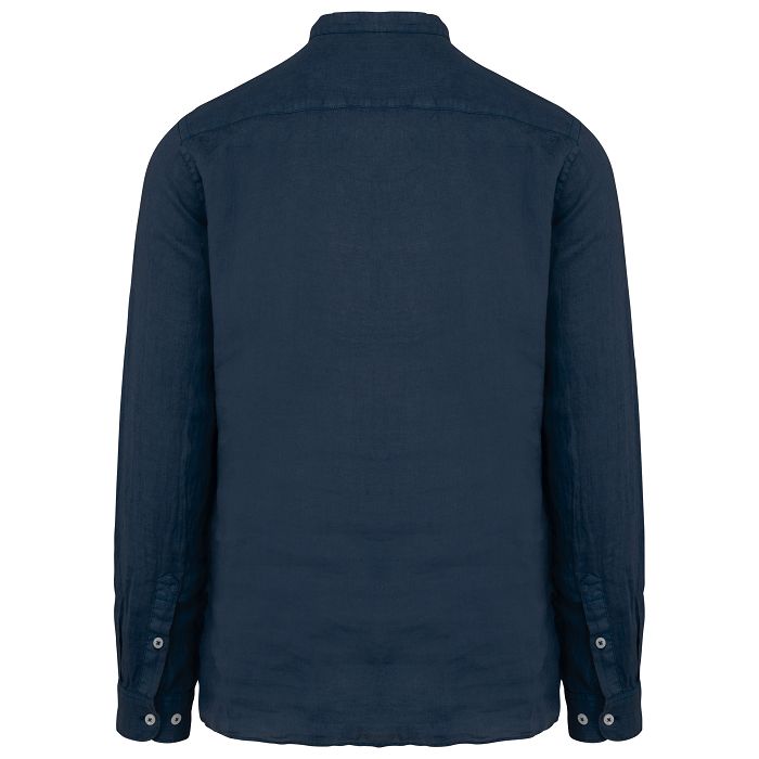  Chemise écoresponsable à col Mao délavée  en lin délavé homme