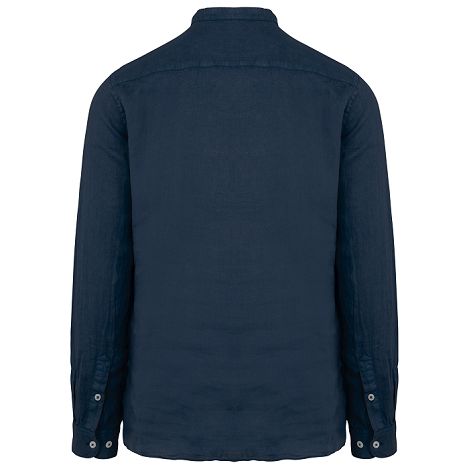  Chemise écoresponsable à col Mao délavée  en lin délavé homme