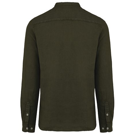  Chemise écoresponsable à col Mao délavée  en lin délavé homme