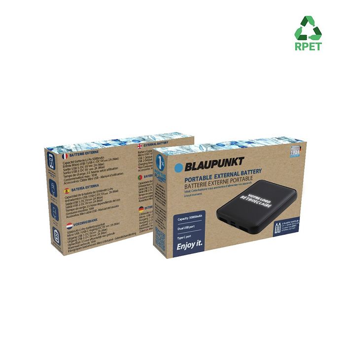  Batterie de secours RPET avec LED 5 000mAh - BLAUPUNKT