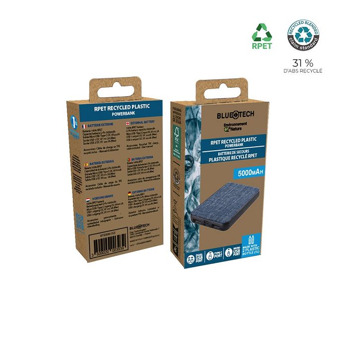  Batterie de secours RPET 5 000mAh - BLUETECH