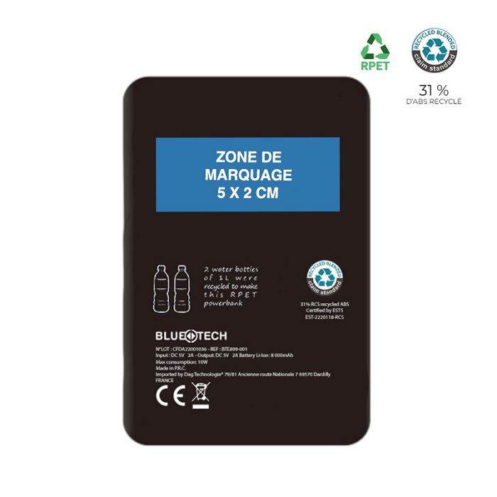  Batterie de secours RPET 5 000mAh - BLUETECH