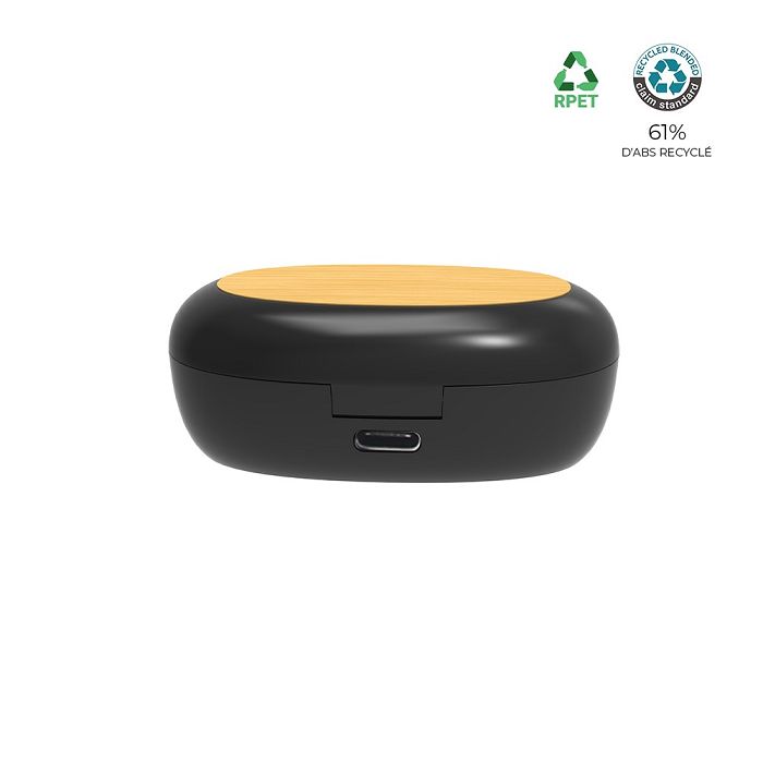  Ecouteurs Bluetooth ABS recyclé et bambou FSC - BLUETECH