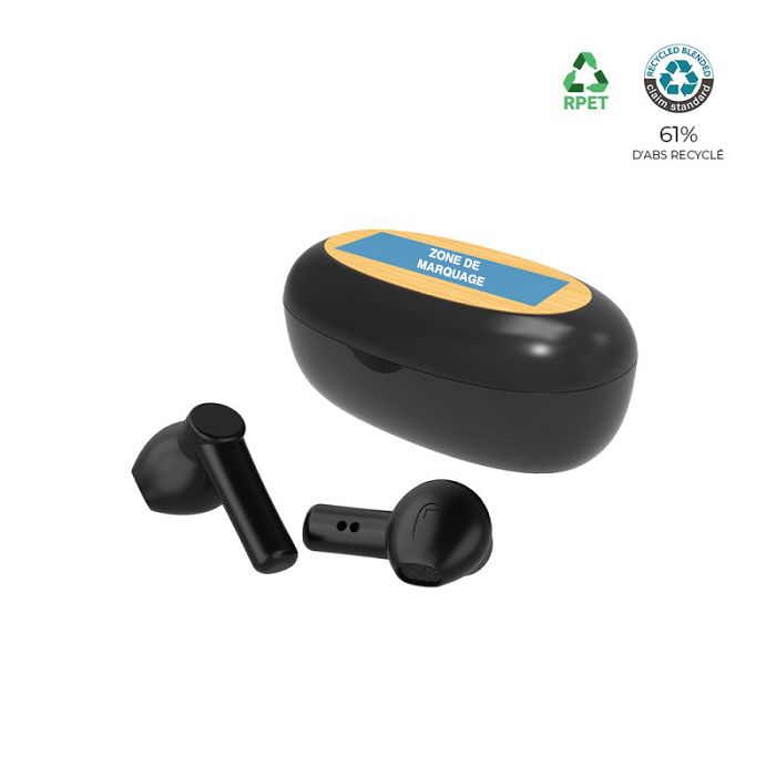  Ecouteurs Bluetooth ABS recyclé et bambou FSC - BLUETECH