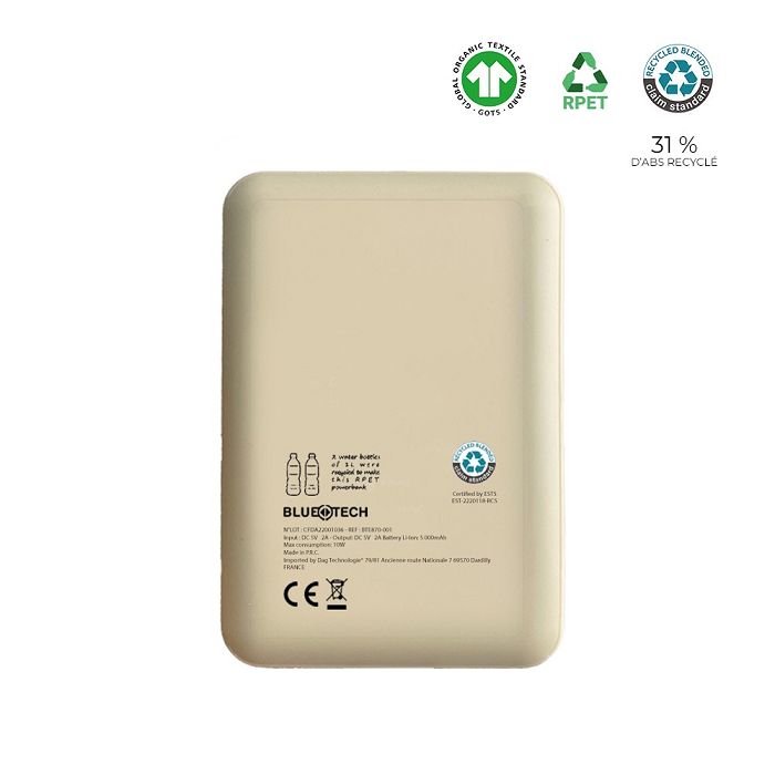  Batterie de secours RPET & chanvre organique 5 000mAh - BLUETECH