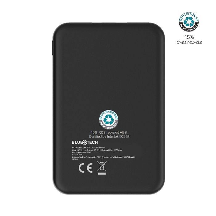  Batterie de secours ABS recyclé RCS 10 000mAh - BLUETECH