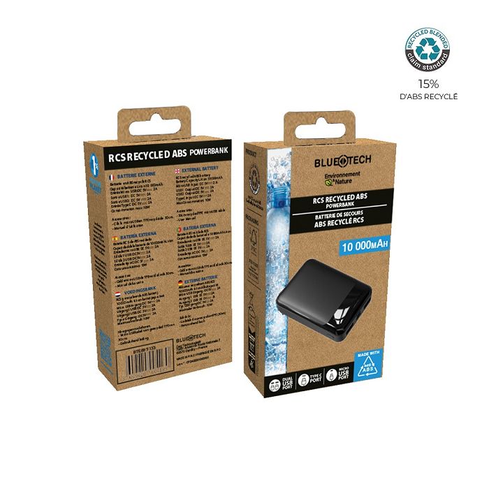  Batterie de secours ABS recyclé RCS 10 000mAh - BLUETECH