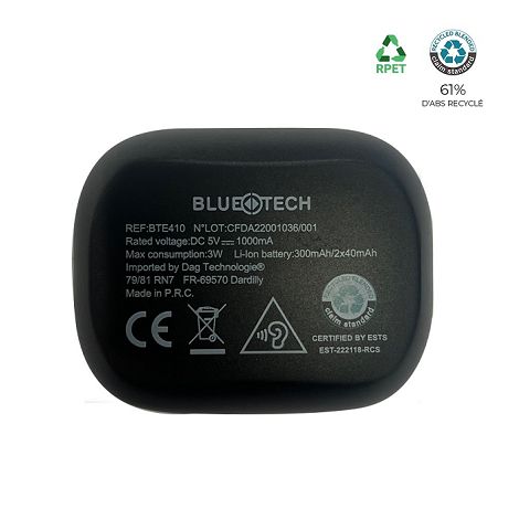  Ecouteurs Bluetooth ABS recyclé - BLUETECH