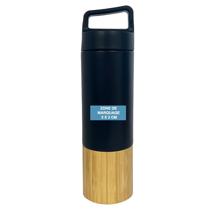  Mug Bouteille isotherme acier inoxydable RCS Finition bambou - En