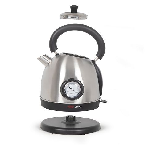  Bouilloire rétro avec thermomètre 1,8 L - Argent