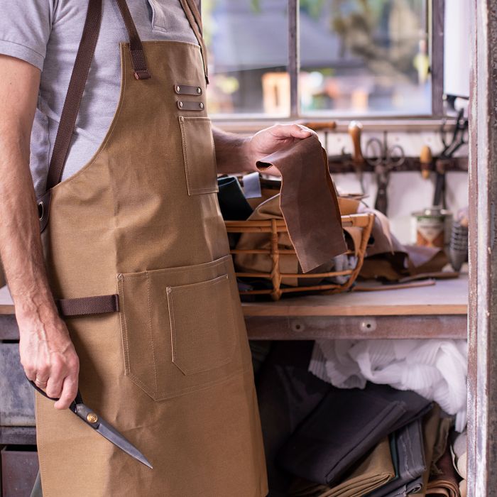  Tablier en toile enduite et cuir