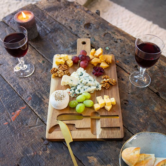  Plateau à fromage en acacia et ses couteaux