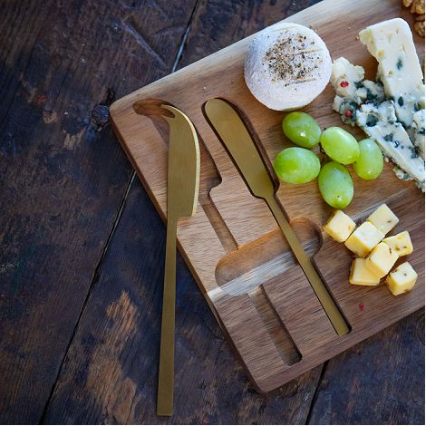  Plateau à fromage en acacia et ses couteaux