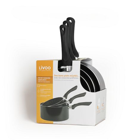  Set de 3 casseroles - Noir