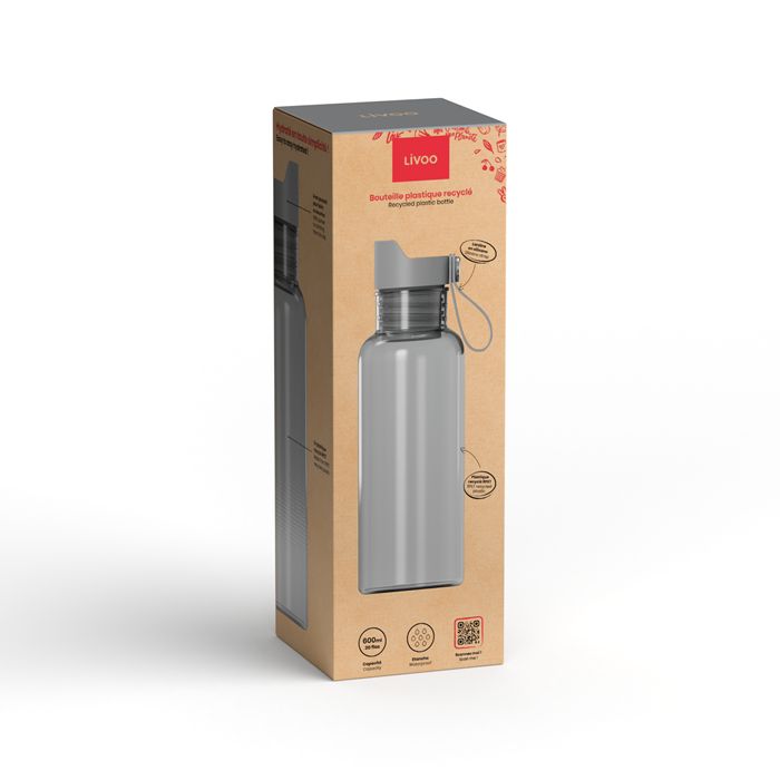  Bouteille plastique recyclé 600 ml - Gris