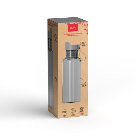  Bouteille plastique recyclé 600 ml - Gris