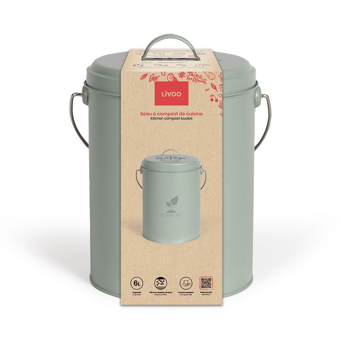  Seau à compost de cuisine 6 L - Vert