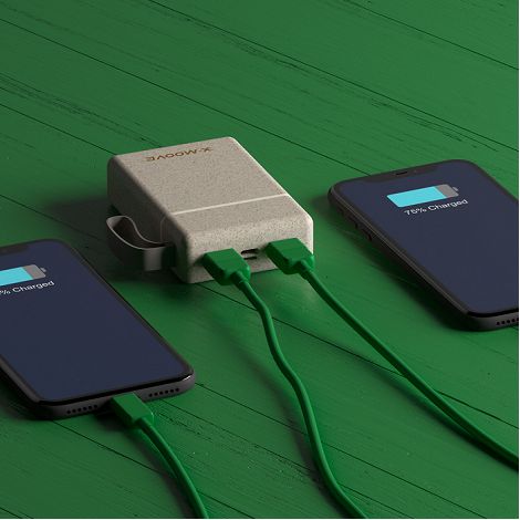  Powereco - Batterie externe en fibre de blé - 10 000 mAh