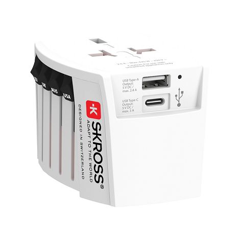  SKROSS Adaptateur de voyage universel MUV 2-Pôles avec USB