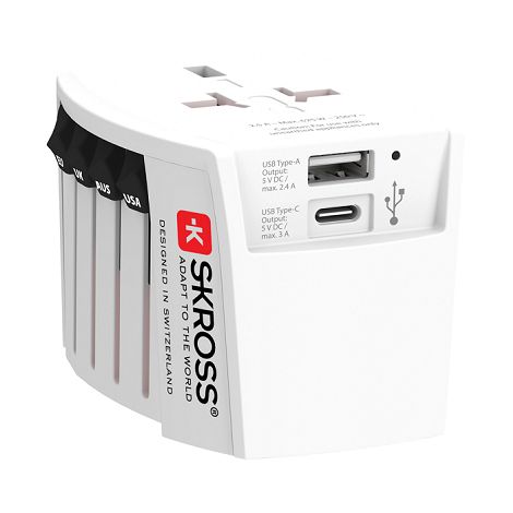  SKROSS Adaptateur de voyage universel MUV 2-Pôles avec USB